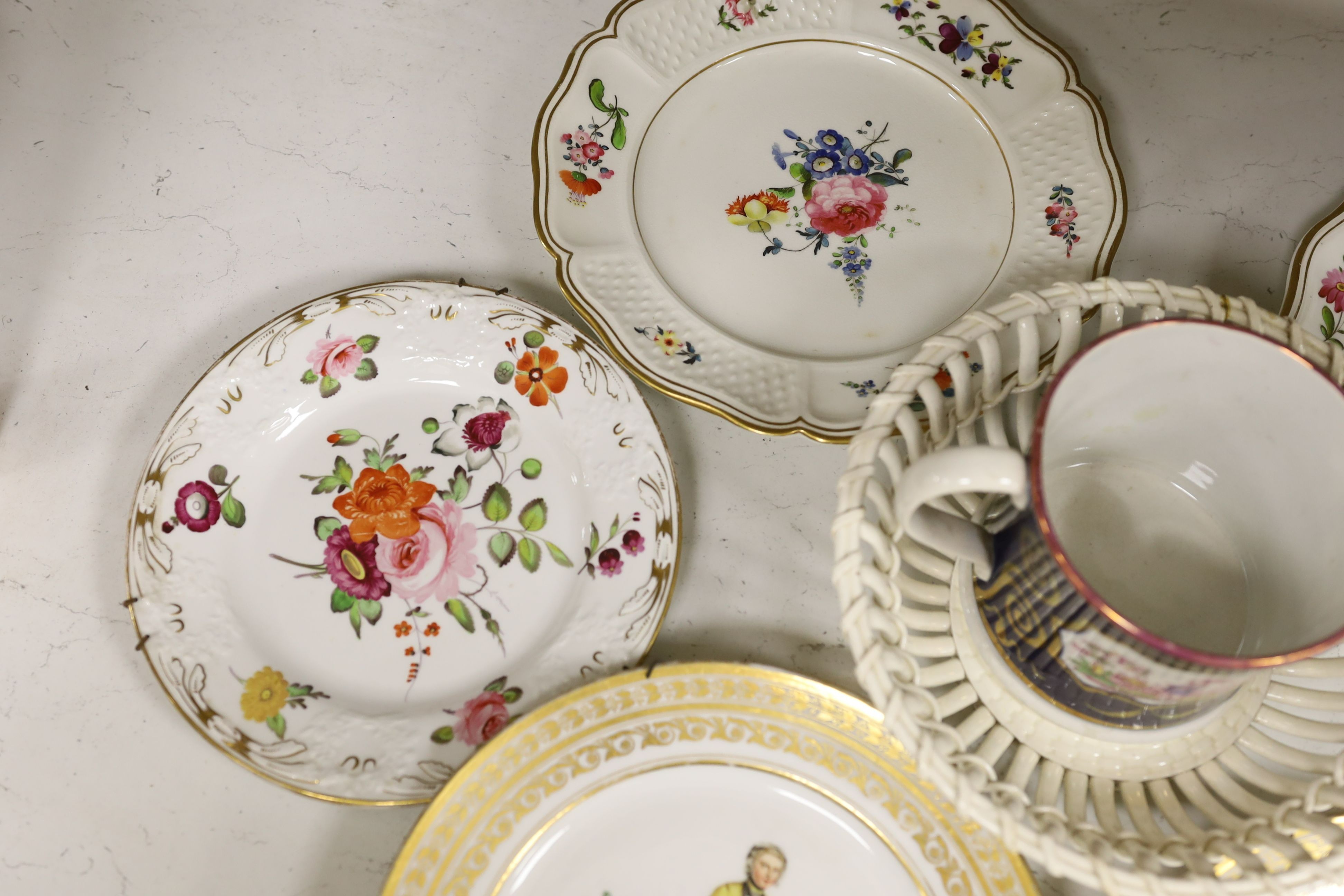 A pair of 19th century Derby shell dessert dishes together with Victorian ceramics and Continental porcelain (11)